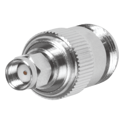 Adaptador en Línea, de Conector SMA Macho Inverso a N Hembra, Níquel/ Oro/ Teflón.