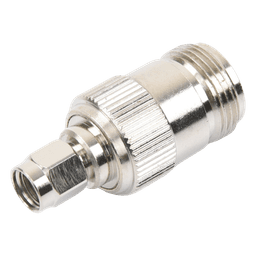 Adaptador en Línea, de Conector SMA Macho Inverso a N Hembra, Níquel/ Oro/ Teflón.