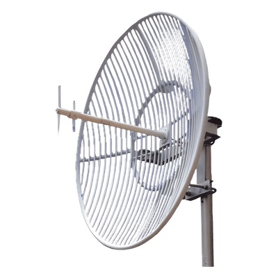 Antena Parabólica de Rejilla | 824-960 MHz | 23 dBi de Ganancia | Cubre muy bien la Banda 5 (850 MHz) Celular. Antena Donadora que se utiliza para los amplificadores de señal celular para cubrir comunidades alejadas.