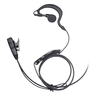Micrófono-Audífono Profesional / Gancho Ergonómico en G / Cable con Resorte Reforzado en Kevlar / PTT de Solapa / Conector 2 Pines Atornillable para ICOM