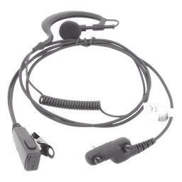 Micrófono-Audífono Profesional / Gancho Ergonómico en G / Cable con Resorte Reforzado en Kevlar / PTT de Solapa / Conector 2 Pines Atornillable para ICOM