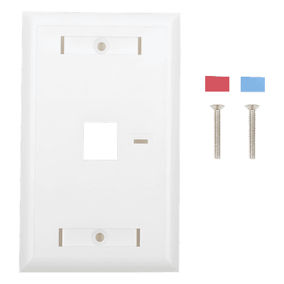 Placa de Pared de 1 Puerto, Keystone, con Espacio para Etiqueta, Color Blanco