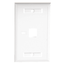 Placa de Pared de 1 Puerto, Keystone, con Espacio para Etiqueta, Color Blanco