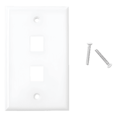 Placa de Pared de 2 Puertos, Keystone, Color Blanco