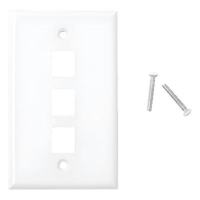 Placa de Pared de 3 Puertos, Keystone, Color Blanco