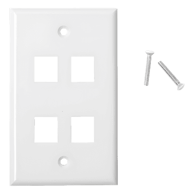 Placa de Pared de 4 Puertos, Keystone, Color Blanco