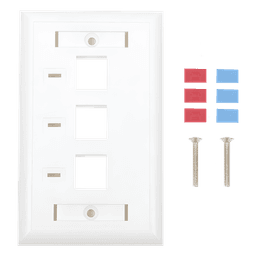 Placa de Pared, de 3 Puertos, Keystone, con Espacio para Etiqueta - Color Blanco