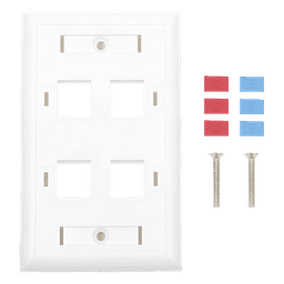 Placa de Pared de 4 Puertos, Keystone, con Espacio para Etiqueta, Color Blanco