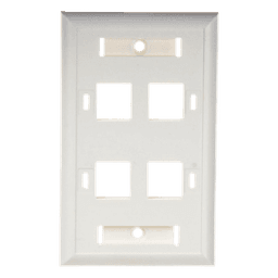 Placa de Pared de 4 Puertos, Keystone, con Espacio para Etiqueta, Color Blanco