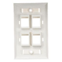 Placa de Pared de 4 Puertos, Keystone, con Espacio para Etiqueta, Color Blanco