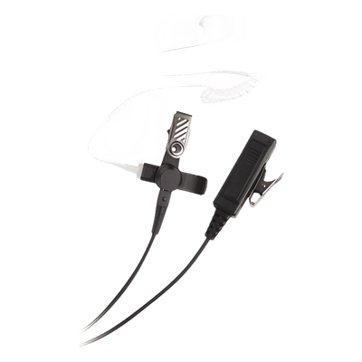Micrófono de Solapa / 2 Hilos / Conducción Auricular Transparente / PTT 220,000 Ciclos / Quick Connect / Twist Connect