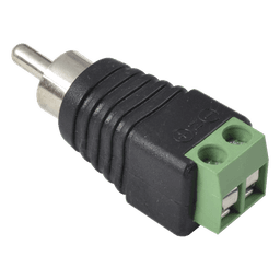 Adaptador RCA Macho Tipo Jack Polarizado / Terminales Tipo Tornillo / Polarizado (+/-) / Recomendado para Video y Audio en Sistemas de Video Vigilancia a 2 Hilos