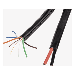 Bobina de Cable Siamés Cat5e CCA + 2 Cables Gruesos (16 AWG) para Alimentar Cámaras Más Lejos / 305 Metros (1000 Pies) / Instalación en Exterior / Uso Industrial para Climas Extremos