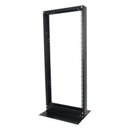 Rack de 2 Postes, Estándar 19", 24 Unidades, Fabricado en Acero, Base "L" para Anclar a Piso.