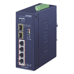 Switch PoE Industrial No Administrable de 4 Puertos PoE 10/100/1000T 802.3at, 2 Puertos SFP 10/1000X