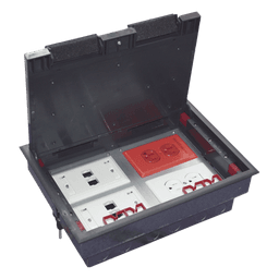 Caja de Piso para Cuatro Módulos Universales (Socket M4), para Alimentación Eléctrica y Redes de Datos (11000-43401) No Incluye Faceplates