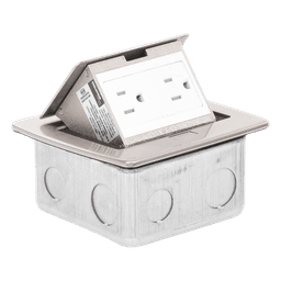 Mini Caja de Piso Rectangular en Acero Inoxidable con 2 Contactos Eléctricos (11000-21201)