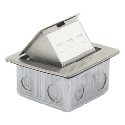 Mini Caja de Piso Rectangular para Datos y Conectores Tipo Keystone, Color y Material en Acero Inoxidable (3 Puertos) (11000-21202)