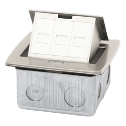 Mini Caja de Piso Rectangular para Datos y Conectores Tipo Keystone, Color y Material en Acero Inoxidable (3 Puertos) (11000-21202)
