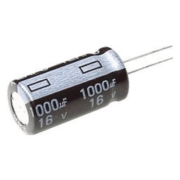Capacitor Electrolítico de Aluminio, Radial de 1000 µFd, 16 Vcc, 105 °C, 10 x 15 mm.
