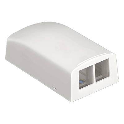 Caja de Montaje en Superficie, Para 2 Módulos Keystone, Color Blanco Mate