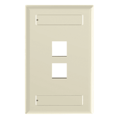 Placa de Pared Vertical, Salida Para 2 Puertos Keystone, Con Espacios Para Etiquetas, Color Marfil