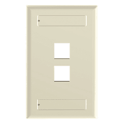 Placa de Pared Vertical, Salida Para 2 Puertos Keystone, Con Espacios Para Etiquetas, Color Marfil