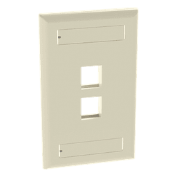 Placa de Pared Vertical, Salida Para 2 Puertos Keystone, Con Espacios Para Etiquetas, Color Marfil