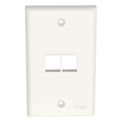 Placa de Pared Vertical, Salida Para 2 Puertos Keystone, Color Blanco Mate