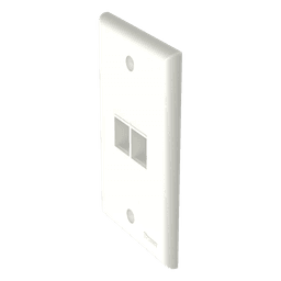 Placa de Pared Vertical, Salida Para 2 Puertos Keystone, Color Blanco Mate