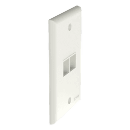 Placa de Pared Vertical, Salida Para 2 Puertos Keystone, Color Blanco Mate