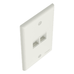 Placa de Pared Vertical, Salida Para 2 Puertos Keystone, Color Blanco Mate