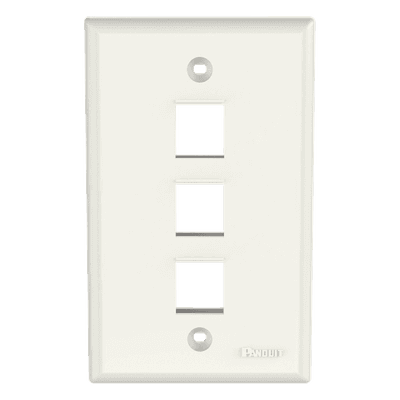 Placa de Pared Vertical, Salida Para 3 Puertos Keystone, Color Blanco Mate