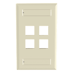 Placa de Pared Vertical, Salida Para 4 Puertos Keystone, Con Espacios Para Etiquetas, Color Marfil