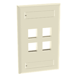 Placa de Pared Vertical, Salida Para 4 Puertos Keystone, Con Espacios Para Etiquetas, Color Marfil