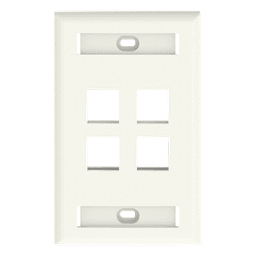 Placa de Pared Vertical, Salida Para 4 Puertos Keystone, Con Espacios Para Etiquetas, Color Blanco Mate