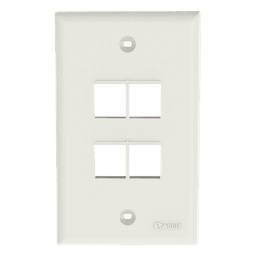 Placa de Pared Vertical, Salida Para 4 Puertos Keystone, Color Blanco Mate