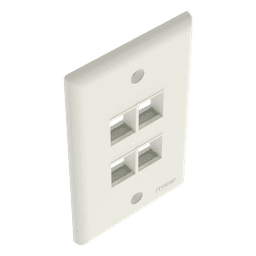 Placa de Pared Vertical, Salida Para 4 Puertos Keystone, Color Blanco Mate