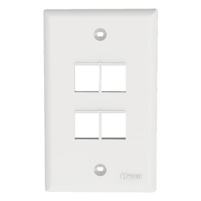 Placa de Pared Vertical, Salida Para 4 Puertos Keystone, Color Blanco