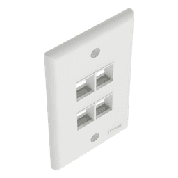Placa de Pared Vertical, Salida Para 4 Puertos Keystone, Color Blanco