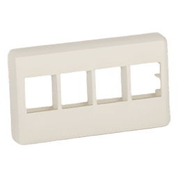 Placa de Pared Para Mueble Modular, Salida Para 4 Puertos Keystone, Color Blanco Mate