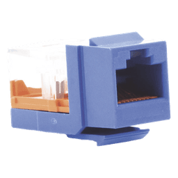 Conector Jack Estilo Leadframe, Tipo Keystone, Categoría 5e, de 8 Posiciones y 8 Cables, Color Azul