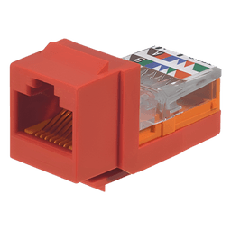 Conector Jack Estilo Leadframe, Tipo Keystone, Categoría 5e, de 8 Posiciones y 8 Cables, Color Rojo
