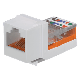Conector Jack Estilo Leadframe, Tipo Keystone, Categoría 5e, de 8 Posiciones y 8 Cables, Color Blanco