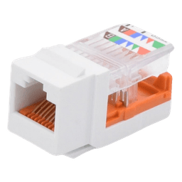 Conector Jack Estilo Leadframe, Tipo Keystone, Categoría 5e, de 8 Posiciones y 8 Cables, Color Blanco