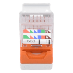 Conector Jack Estilo Leadframe, Tipo Keystone, Categoría 5e, de 8 Posiciones y 8 Cables, Color Blanco