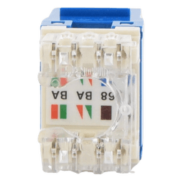 Conector Jack Estilo 110 (de Impacto), Tipo Keystone, Categoría 6, de 8 Posiciones y 8 Cables, Color Azul