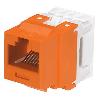 Conector Jack Estilo 110 (de Impacto), Tipo Keystone, Categoría 6, de 8 Posiciones y 8 Cables, Color Naranja