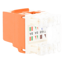 Conector Jack Estilo 110 (de Impacto), Tipo Keystone, Categoría 6, de 8 Posiciones y 8 Cables, Color Naranja