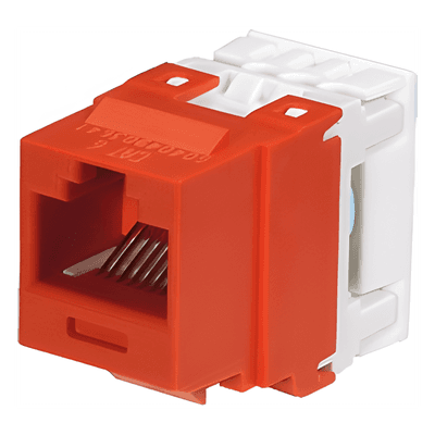 Conector Jack Estilo 110 (de Impacto), Tipo Keystone, Categoría 6, de 8 Posiciones y 8 Cables, Color Rojo